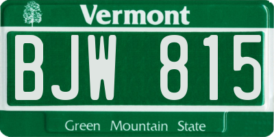 VT license plate BJW815