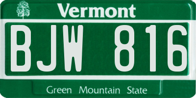 VT license plate BJW816