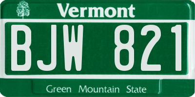 VT license plate BJW821
