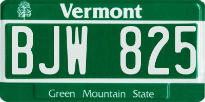 VT license plate BJW825
