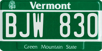 VT license plate BJW830
