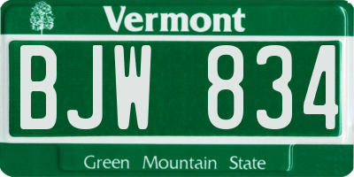 VT license plate BJW834