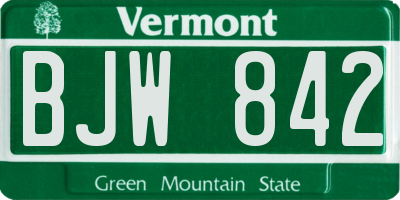 VT license plate BJW842