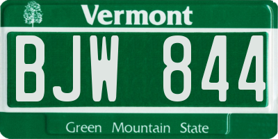 VT license plate BJW844