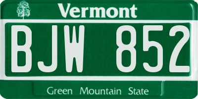 VT license plate BJW852