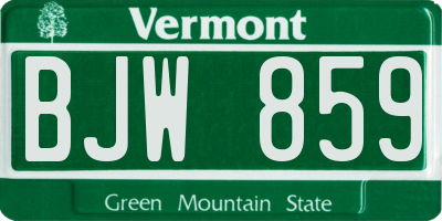 VT license plate BJW859