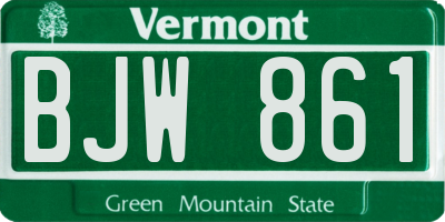 VT license plate BJW861