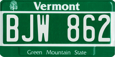 VT license plate BJW862