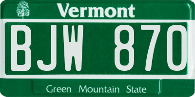 VT license plate BJW870