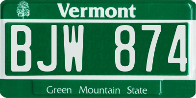 VT license plate BJW874