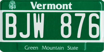 VT license plate BJW876