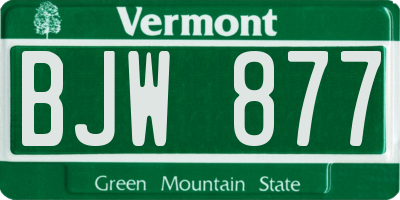 VT license plate BJW877