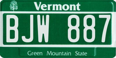 VT license plate BJW887