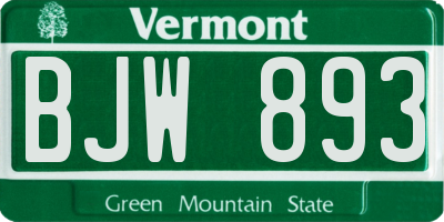 VT license plate BJW893