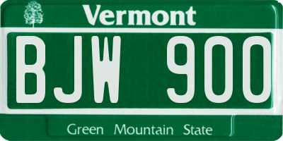 VT license plate BJW900