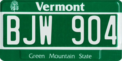 VT license plate BJW904