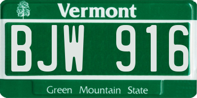 VT license plate BJW916