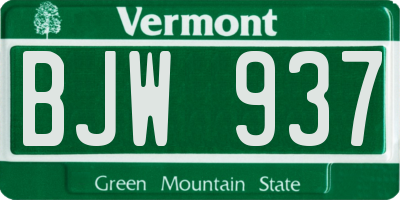 VT license plate BJW937