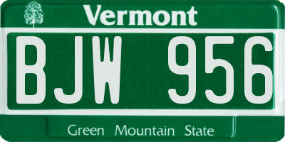 VT license plate BJW956
