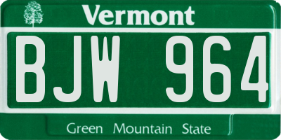 VT license plate BJW964