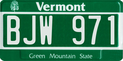 VT license plate BJW971