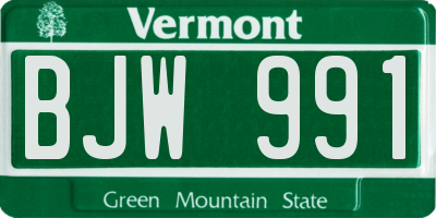 VT license plate BJW991