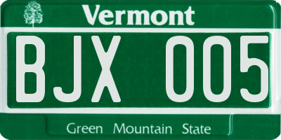 VT license plate BJX005