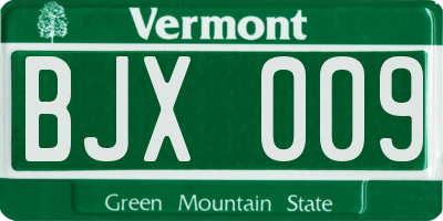 VT license plate BJX009