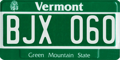 VT license plate BJX060