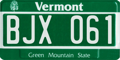 VT license plate BJX061