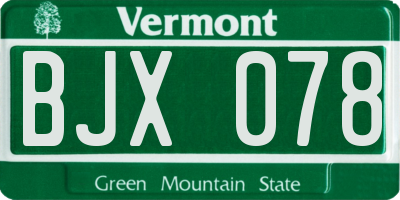 VT license plate BJX078