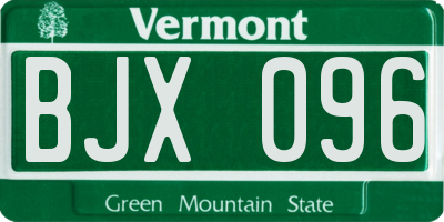 VT license plate BJX096