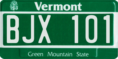 VT license plate BJX101