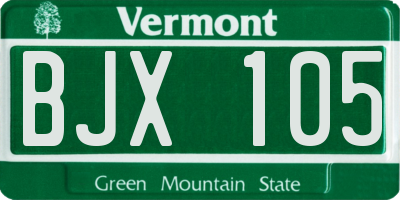 VT license plate BJX105