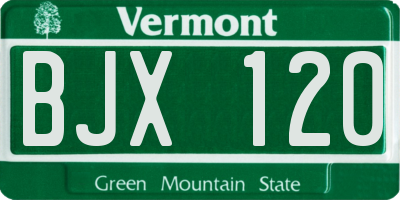 VT license plate BJX120
