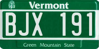 VT license plate BJX191