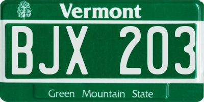 VT license plate BJX203