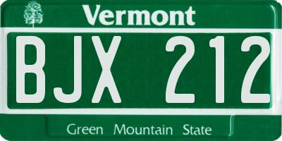 VT license plate BJX212