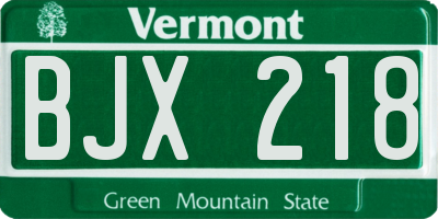 VT license plate BJX218