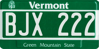 VT license plate BJX222