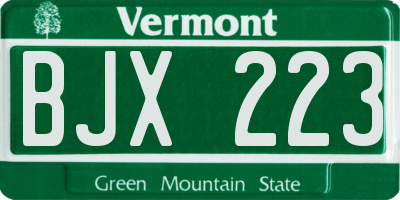 VT license plate BJX223