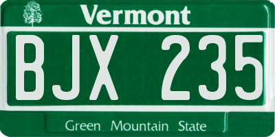 VT license plate BJX235