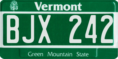 VT license plate BJX242
