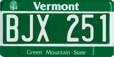 VT license plate BJX251