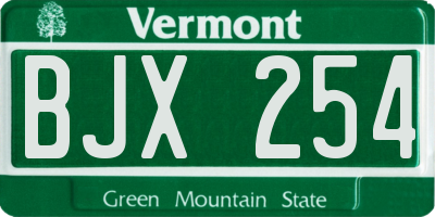 VT license plate BJX254