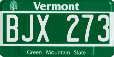 VT license plate BJX273