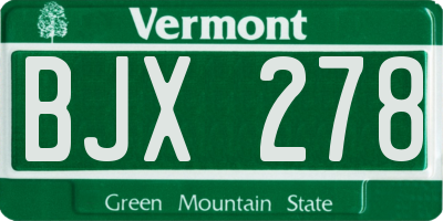 VT license plate BJX278