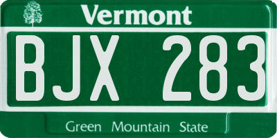 VT license plate BJX283