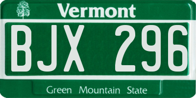 VT license plate BJX296