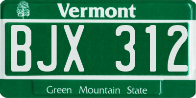 VT license plate BJX312